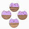 Transparent Resin & Walnut Wood Pendants, with Gold Foil, Gap Flat Round, Lilac, 34x36.5x3mm, Hole: 2mm
