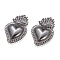 Alloy Pendants, Sacred Heart, Heart of Holy Flame, Gunmetal, 40x25x3.5mm, Hole: 1.5mm