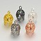Brass Filigree Bead Cap Bails, Hollow Leaf, 4-Petal, Mixed Color, 19x12x12mm, Hole: 2mm