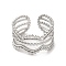 Non-Tarnish 304 Stainless Steel Wave Open Cuff Ring for Women, Stainless Steel Color, US Size 7 1/4(17.5mm)
