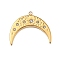 304 Stainless Steel Pendants, with Rhinestone, Real 18K Gold Plated, Moon, 20x23x2mm, Hole: 1.6mm