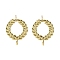Brass Stud Earring Findings, Long-Lasting Plated, Lead Free & Cadmium Free, Round Ears of Wheat, Real 18K Gold Plated, 16x13.5mm