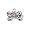 Brass Micro Pave Clear Cubic Zirconia Chandelier Components Link, Cadmium Free & Nickel Free & Lead Free, 3 Loop Connectors, Platinum, 10.5x12.5x3.5mm, Hole: 2mm