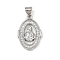 Brass Micro Pave Cubic Zirconia Pendants, Cadmium Free & Lead Free, Religion, Oval, Platinum, 21.5x14x2.5mm, Hole: 4.5x3.5mm