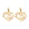 Real 18K Gold Plated Brass  Pendants, Heart with Alphabet, Letter.D, 18x20x3mm, Hole: 6.5x3mm