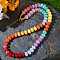 Bohemian Style Natural Mixed Stone Rondelle Beaded Necklaces for Women, Golden, Colorful, 16.54 inch(42cm)