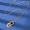 304 Stainless Steel Roman Numeral 3 Ring Pendant Necklaces, with Black Plastic, Ion Plating(IP), Golden, 18.27 inch(46.4cm)