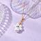 Shell Pearl 10mm Round Beaded Paw Print Pendant Necklaces, Brass Cable Chain Necklaces for Women, Golden, White, 15.75 inch(40cm) pendant: 21x19x10mm