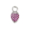 Brass Micro Pave Cubic Zirconia Pendants, Strawberry, Long-Lasting Plated, Cadmium Free & Lead Free, Rack Plating, Platinum, 14x7x2.5mm, Hole: 3mm