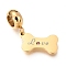 Ion Plating(IP) 304 Stainless Steel European Dangle Charms, Large Hole Pendants, with Rhinestone, Bone with Word Love, Golden, Rose, 25mm, Hole: 4mm