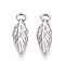 304 Stainless Steel Leaf Charms, Non-Tarnish, Stainless Steel Color, 15x5x2mm, Hole: 1.6mm
