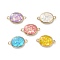 Brass Pendants with Synthetic Opal, Oval Charms, Rack Plating, Mixed Color, 17.5x10.5x3mm, Hole: 1.6mm