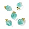 Transparent Glass Pendants, Strawberry, with Golden Alloy Enamel Findings, Two Tone, Dark Turquoise, 18x12x10.5mm, Hole: 1.5mm
