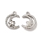 Rack Plating Alloy Crystal Rhinestone Pandants, with Clear Glass, Nickel Free, Moon with Star Charms, Platinum, 20.5x16.5x3.5mm, Hole: 2mm