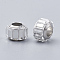 Glass European Beads, Large Hole Beads, with Brass Core, Faceted, Rondelle, Platinum, Clear, 9x7mm, Hole: 5mm