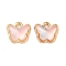 Rack Plating Alloy Glass Charms, Butterfly, Golden, Misty Rose, 9x9.5x3.5mm, Hole: 1mm