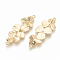 Brass Links Rhinestone Settings, Flower, Nickel Free, Real 18K Gold Plated, Fit for 1mm Rhinestone, 38x14x3mm, Hole: 1mm