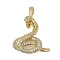Brass Micro Pave Cubic Zirconia Pendants, Snake Charms, Long-Lasting Plated, Cadmium Free & Lead Free, Rack Plating, Real 18K Gold Plated, 44x32.5x16.5mm, Hole: 7x4.5mm