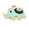 Ion Plating(IP) 304 Stainless Steel Enamel Charms, Golden, Elephant Charm, Light Cyan, 12x17x1mm, Hole: 2mm
