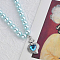 Stainless Steel Imitation Pearl Necklaces, Blue Heart Pendant Necklaces for Unisex