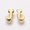 Brass Charms, Cadmium Free & Nickel Free & Lead Free, Real 18K Gold Plated, Letter.J, 6x3x2mm, Hole: 1mm
