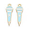 Alloy Enamel Pendants, Cadmium Free & Nickel Free & Lead Free, Light Gold, Microphone with Lightning Bolt, Sky Blue, 29x9x1.5mm, Hole: 2mm