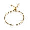 Adjustable Real 18K Gold Plated 304 Stainless Steel Slider Bracelet/Bolo Bracelets Making, with Box Chains and Rhinestone, Ion Plating(IP), Crystal, 9-1/8 inch(23.2cm), 2mm