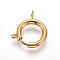304 Stainless Steel Spring Ring Clasps, Flat Round, Golden, 23~24x17x3mm, Hole: 3mm