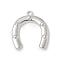 Brass Pendants, Horseshoes, Rack Plating, Lead Free & Cadmium Free, Platinum, 16.5x15x2mm, Hole: 1.2mm