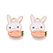 Alloy Enamel Charms, Cadmium Free & Lead Free, Rabbit with Radish, Pink, 15x11x1.5mm, Hole: 1.5mm