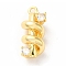Brass Micro Pave Cubic Zirconia Pendants, Spiral, Golden, 16x7.5x7mm, Hole: 1.2mm