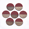 Resin & Walnut Wood Pendants, Flat Round, FireBrick, 28.5x3.5~4mm, Hole: 1.5mm