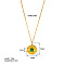 Vintage Stainless Steel Pave Natural Green Onyx Agate(Dyed & Heated) Flat Round Pendant Necklaces for Women, Golden, 15.75 inch(40cm)