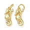Rack Plating Brass Micro Pave Cubic Zirconia Pendants, Long-Lasting Plated, Lead Free & Cadmium Free, Real 18K Gold Plated Charms, with Jump Ring, Sea Horse, 15x7x4mm, Hole: 3mm