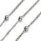 Tarnish Resistant 304 Stainless Steel Twisted Chains/Curb Chains, Satellite Chains, with Spool, Soldered, Stainless Steel Color, 2.5x1.8x0.4mm, Beads: 4x3.5mm, about 32.8 Feet(10m)/roll