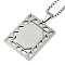 201 Stainless Steel Hollow Rectangle with Cross Pendant Box Chain Necklaces, Stainless Steel Color, 23.43 inch(59.5cm)