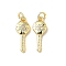 Brass Micro Pave Cubic Zirconia Pendants, with Jump Ring, Key, Lead Free & Cadmium Free, Long-Lasting Plated, Real 18K Gold Plated, 17.5x6.5x2.5mm, Hole: 3mm