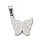Non-Tarnish 304 Stainless Steel Pendants, Textured and Laser Cut, Butterfly Charm, Stainless Steel Color, 15x15.5x1.5mm, Hole: 5x3mm