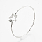 Tarnish Resistant 304 Stainless Steel Bangles, with 201 Stainless Steel Beads, Star, Stainless Steel Color, 2-3/8 inch(6.2cm)x2-3/8 inch(6.1cm), 1.5mm