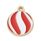 Christmas Theme Alloy Enamel Pendants, Golden, Round, 18x15x1.3mm, Hole: 1.6mm