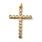 Brass Micro Pave Cubic Zirconia Pendants, Cross Charms, Lead Free & Cadmium Free, Long-Lasting Plated, with Jump Ring, Real 18K Gold Plated, 28x20x2mm, Hole: 3mm