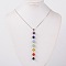 Natural Gemstone Pendant Necklaces, with Brass Round Snake Chains and Brass Lobster Claw Clasps, Platinum, Colorful, 16.9 inch