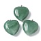 Natural Green Aventurine Pendants, Heart Charms with Platinum Tone Brass Findings, 30.5x30x13mm, Hole: 7x4mm