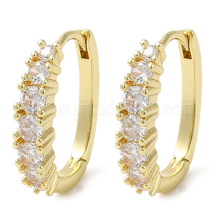 Серьги-кольца из латуни с фианитами EJEW-Q786-06G-1