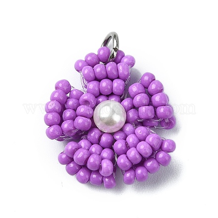 Подвески из стеклянных бусин в виде маргариток PALLOY-MZ00462-04-1