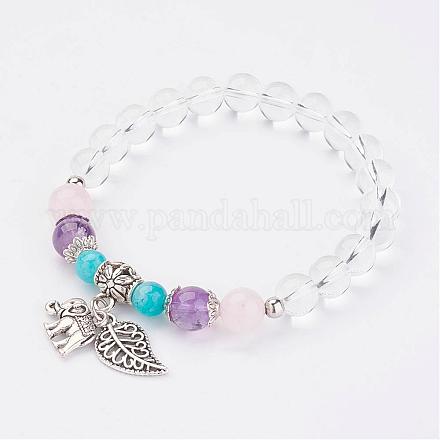 Натуральный кварц кристалл браслеты шарма BJEW-JB02927-1