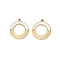 Natural Shell Pendants, Ion Plating(IP) 304 Stainless Steel Ring Charms, Manual Polishing, Real 18K Gold Plated, 17x15x1.5mm, Hole: 1.2mm
