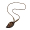 Retro Style Glass & Acrylic & CCB Beads Pendant Necklaces, PU Imitation Leather Necklaces, Coconut Brown, 19.88 inch(50.5cm)