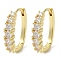Rack Plating Brass Hoop Earrings with Cubic Zirconia, Cadmium Free & Lead Free, Long-Lasting Plated, Real 18K Gold Plated, 18.5x4x16.5mm