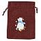 Christmas Theme Jute Cloth Storage Bags, Rectangle Drawstring Bags, FireBrick, Bear, 18x13x0.4cm